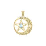 Celtic Crescent moon with Star Yellow Gold Pendant GTP474