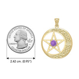 Celtic Crescent moon with Star Yellow Gold Pendant GTP474