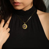 Celtic Crescent moon with Star Yellow Gold Pendant GTP474