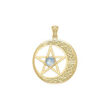 Celtic Crescent moon with Star Yellow Gold Pendant GTP474