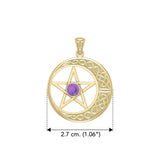 Celtic Crescent moon with Star Yellow Gold Pendant GTP474