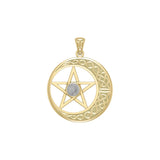 Celtic Crescent moon with Star Yellow Gold Pendant GTP474