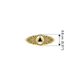 A progressive faith ~ Solid Yellow Gold Power Celtic Inlaid Stone Triangle Symbol Ring GTR288