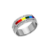 Rainbow Inlay Silver Ring JR259 - Jewelry