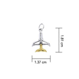 Whale Tail Silver and 14K Gold accent Charm MCM083 - Jewelry