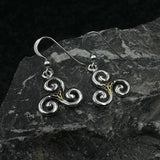 The road to eternal life ~ Sterling Silver Celtic Triquetra Dangle Earrings Jewelry with 18k Gold accent MER709