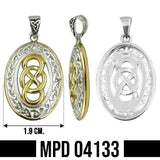 Celtic Knotwork Sterling Silver with 14K Gold accent Pendant MPD4133 - Jewelry