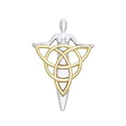 Celtic Danu Goddess Triquetra Silver with Gold Accent Pendant MPD1203