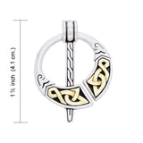 Celtic Elegant Penannular Brooch Silver and 14K Gold Accent Pendant MPD1233 - Jewelry