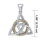 Celtic Trinity with Braid Silver with 18k gold accents Pendant MPD1813 - Jewelry