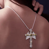 Believe in thy Cross ~ Dali-inspired fine Sterling Silver Jewelry Pendant in 18k Gold accent MPD2653