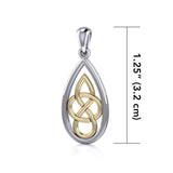 Modern Celtic Knot Silver and 14K Gold Accent Pendant MPD4197 - Jewelry