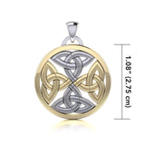 Celtic Trinity Quaternary Knot Silver and 14K Gold Accented Pendant MPD4631 - Jewelry