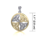 Celtic Trinity Quaternary Knot Silver and 14K Gold Accent Pendant MPD4637 - Jewelry