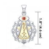 Chakra and Reiki Distance Healing Silver and 14K Gold accent Pendant with Gemstone MPD4929 - Jewelry