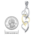 Triple Heart AA Recovery Pendant in Sterling Silver with 14K Gold Accents MPD6372