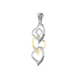 Triple Heart NA Recovery Pendant in Sterling Silver with 14K Gold Accents MPD6373