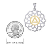 Rose Window with AA Symbol Sterling Silver with 14K Gold Vermeil Accent Pendant MPD6377