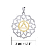 Rose Window with AA Symbol Sterling Silver with 14K Gold Vermeil Accent Pendant MPD6377