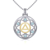 Flower of Life with AA Symbol Sterling Silver with 14K Gold Vermeil Accent Pendant MPD6378