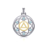 Flower of Life with AA Symbol Sterling Silver with 14K Gold Vermeil Accent Pendant MPD6378