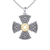 Templar Cross with NA Symbol Sterling Silver with 14K Gold Vermeil Accent Pendant MPD6379