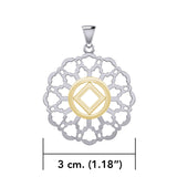 Rose Window with NA Symbol Sterling Silver with 14K Gold Vermeil Accent Pendant MPD6380