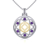 Flower of Life with NA Symbol Sterling Silver with 14K Gold Vermeil Accent Pendant MPD6381