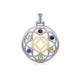 Flower of Life with NA Symbol Sterling Silver with 14K Gold Vermeil Accent Pendant MPD6381