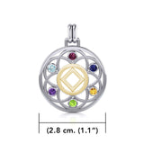 Flower of Life with NA Symbol Sterling Silver with 14K Gold Vermeil Accent Pendant MPD6381