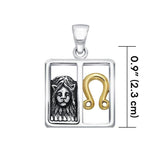 Leo Zodiac Symbol Silver and 14K Gold Accent Pendant MPD918 - Jewelry