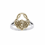 A celebration of the Celtic heritage ~ Celtic Knotwork Sterling Silver Ring with 14k Gold Accent MRI1588 - Jewelry