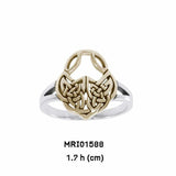 A celebration of the Celtic heritage ~ Celtic Knotwork Sterling Silver Ring with 14k Gold Accent MRI1588 - Jewelry