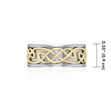 A marvelous vision of Celtic tradition ~ Celtic Knotwork Sterling Silver Ring with 14k Gold Accent MRI1205 - Jewelry