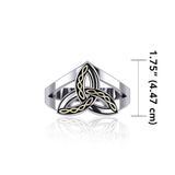 Braided Celtic Trinity ~ Sterling Silver Knot Ring with 18k Gold accent MRI657 - Jewelry