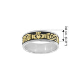 Celtic Knotwork Claddagh Sterling Silver with 14K Gold Accent Ring MRI969