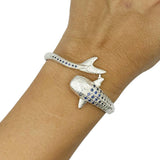 Whale Shark Silver Cuff Bracelet with Gemstones and Locking System TBA300 - Jewelry