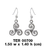 Celtic Triskelion Trinity Knot Sterling Silver Earrings TER709