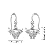 The Highland Cow with Celtic Trinity Knot Ears Silver Earrings TER2174 - Jewelry