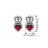 Gemstone Heart With Crown Silver Post Earrings TER2181 - Jewelry