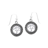 Om with Celtic Border Silver Earrings TER2201