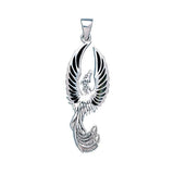 The Sacred Flame of the Mystical Flying Phoenix Sterling Silver Pendant TP2838