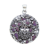 Bacchus God with Grapes Sterling Silver Pendant By Oberon Zell TP3203