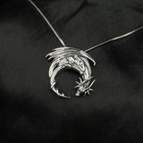 The Mystical Dragon – Guardian of the Moon Sterling Silver Pendant TP3605