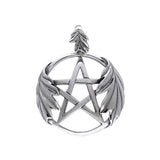 Silver Pentagram Pentacle Oak Leaves Pendant TPD132