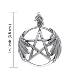 Silver Pentagram Pentacle Oak Leaves Pendant TPD132