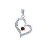 Elegant Heart Sterling Silver Pendant with Gemstone TPD2962