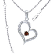 Elegant Heart Sterling Silver Pendant with Gemstone TPD2962