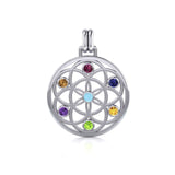 Flower of Life with powerful life force Chakra stone Sterling silver TPD452