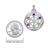 Flower of Life with powerful life force Chakra stone Sterling silver TPD452